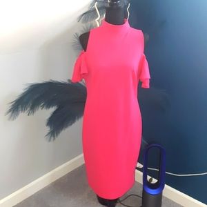 Fushia pink cold shoulder dress